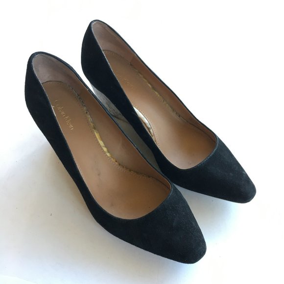 Calvin Klein Pippa Snakeskin Pump Wedge Heels Sz 9 - Picture 2 of 9